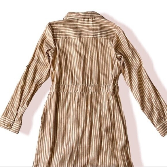 J Glee Gold Stripe Midi Shirtdress Button Front Small - Picture 10 of 15